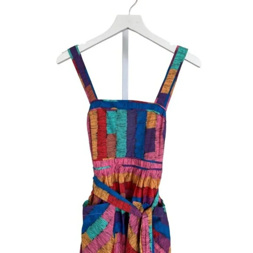 Farm Rio Tropical Maxi Dress With Vibrant Multicolor Print & Waist Tie Belt - Picture 3 of 8